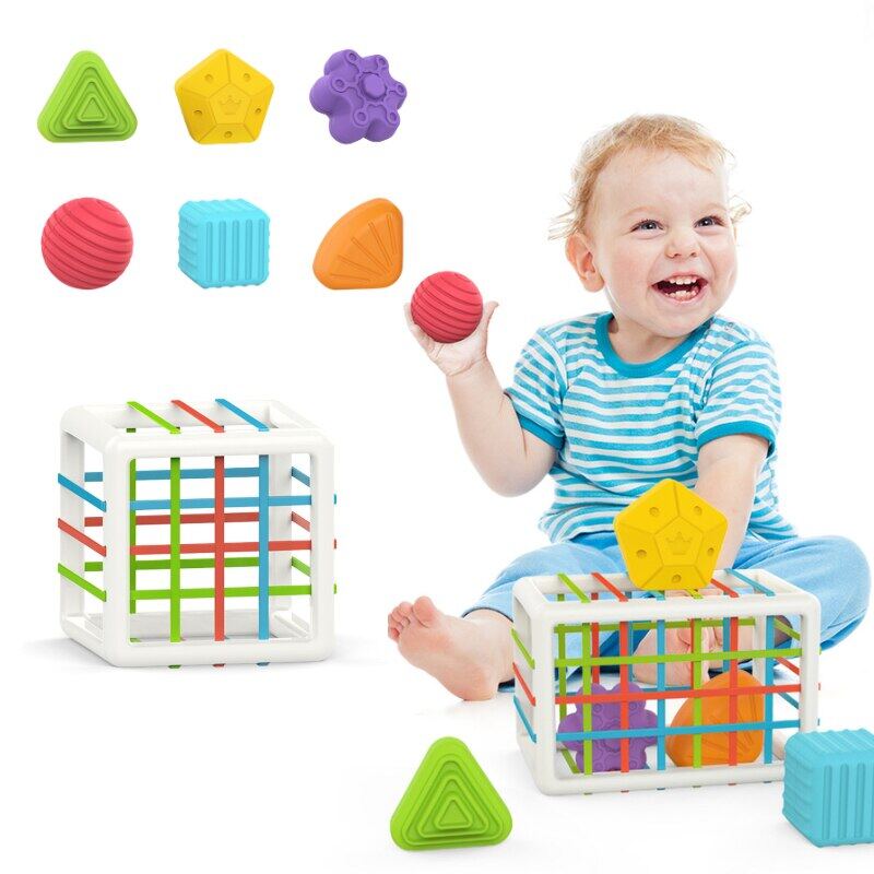 Montessori hình dạng đầy màu sắc khối phân loại trò chơi bé động cơ kỹ