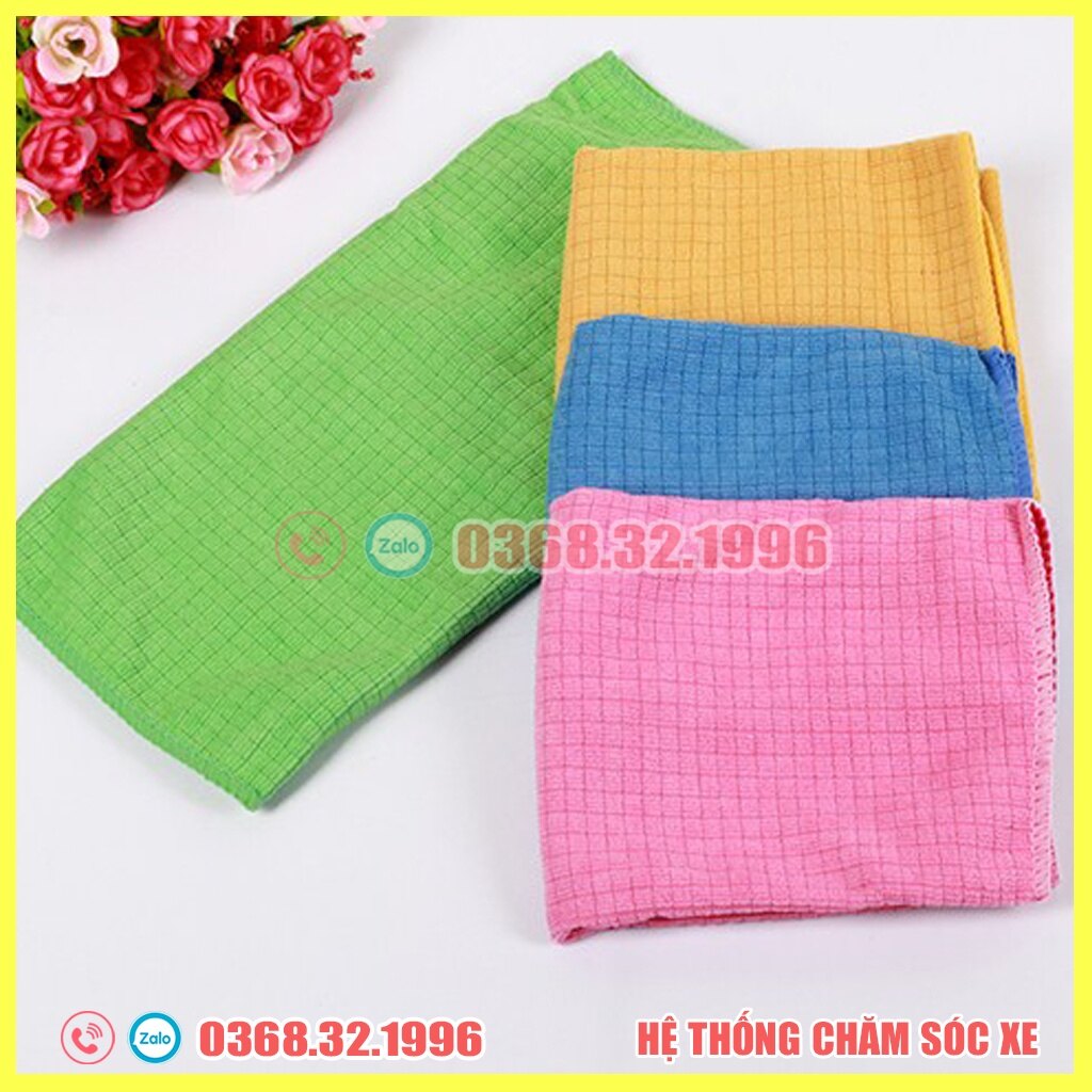 Khăn lau kính ô tô microfiber đa năng cao cấp 30x40cm