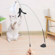 BETOP Cat Feather Teaser Stick with Suction Plate