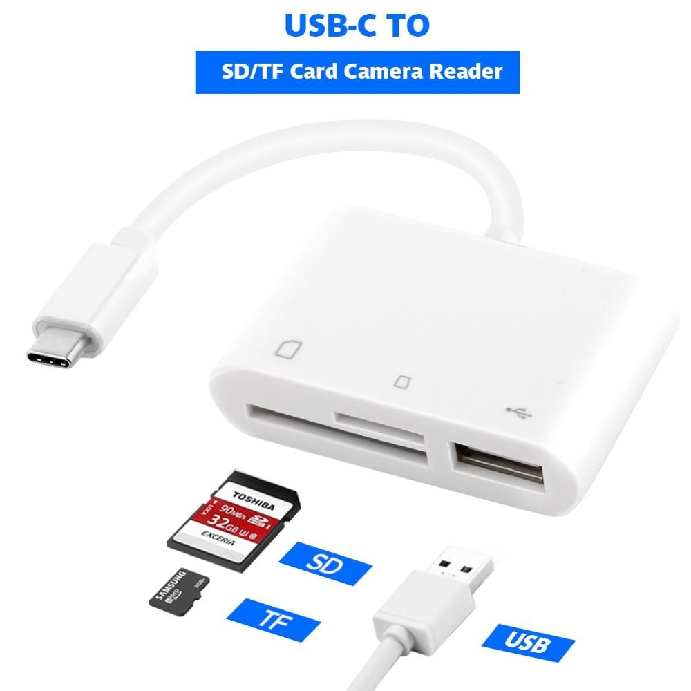 hot 3in1 Card Reader Adapter USB C to SD TF Camera for iPad Pro Samsung