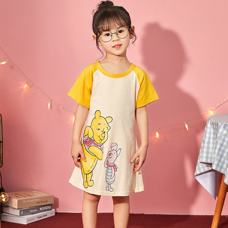 Minnies Sonic The Hedgehog Snow Whites Girls Short Sleeve Pajama Dress Summer Summer Nightdress Combed Cotton Thin Section Cute Korean Style Homewear - 5