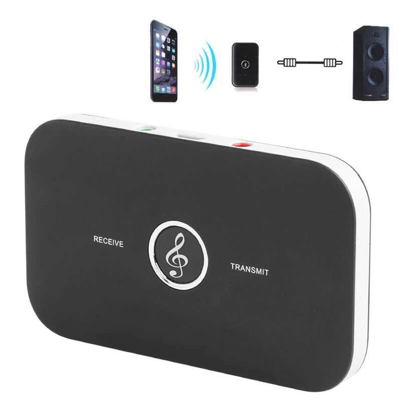 Máy phát Bộ thu âm thanh không dây tương thích Bluetooth cho xe hơi, đầu chuyển âm thanh 2 trong 1