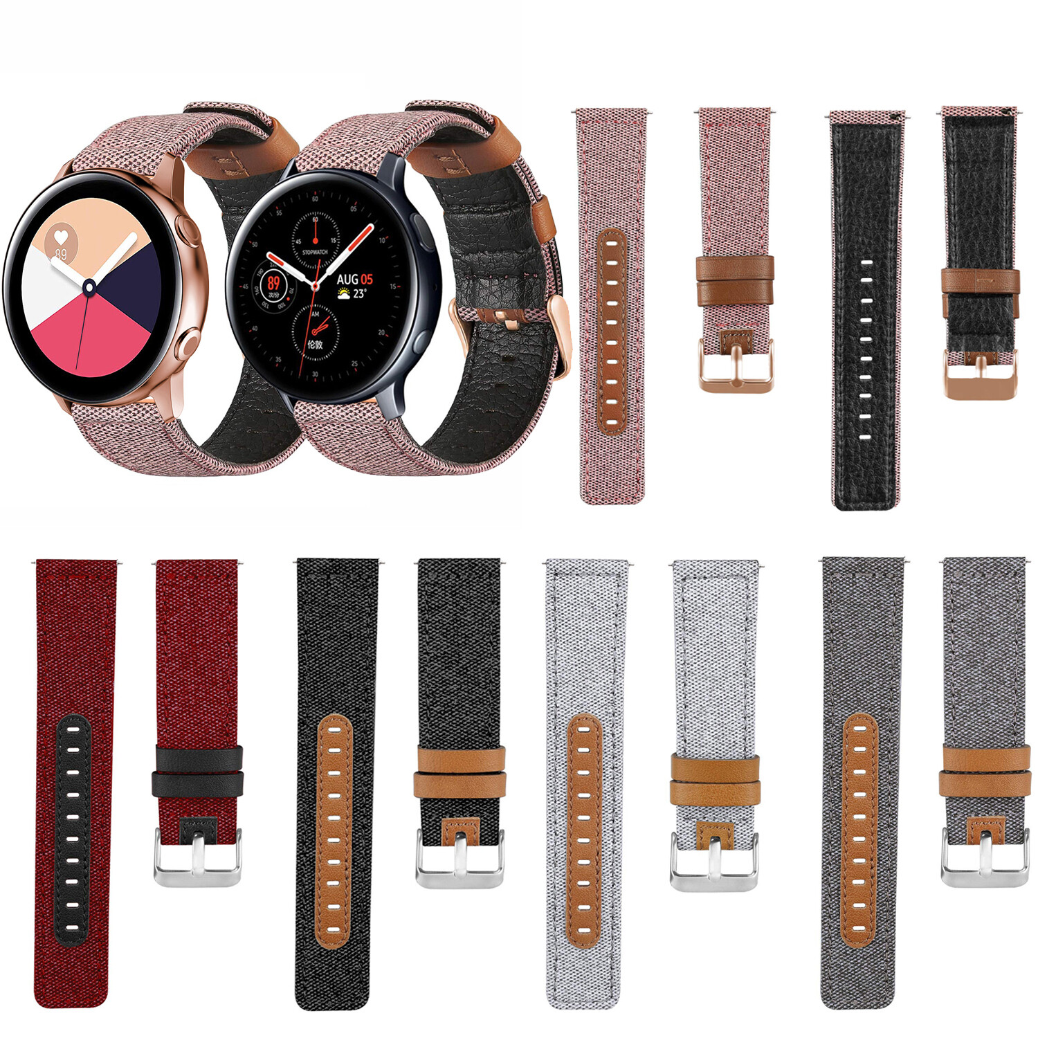 Dây Đeo Bằng Vải Da Thật Cho Samsung Galaxy Watch Active 2