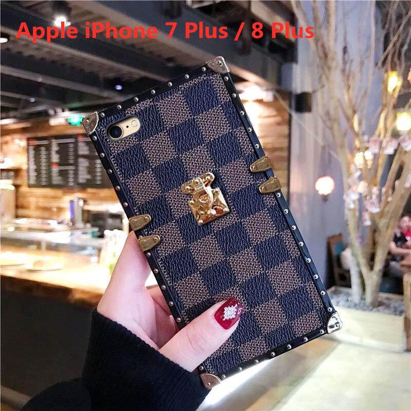 Vwterokai vỏ điện thoại vuông sang trọng cho Apple iPhone 15 Pro Max 15 cộng với 7 cộng với 8 cộng với iPhone 13 Pro Max 12 Pro max 11 Pro Max 14 Pro Max cổ điển da lưới lưng mềm bìa cho Apple iPhone 7 Plus / iPhone 8 cộng với coque với dây buộc