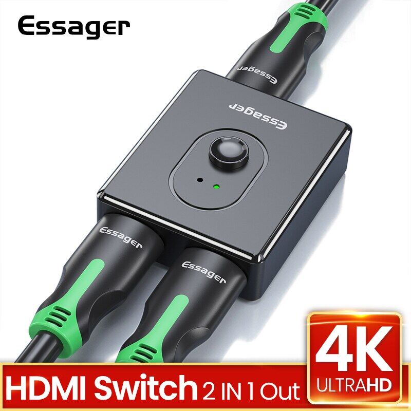 Bộ Chia Tín Hiệu HDMI Bộ Chuyển Đổi HDMI 4K 2.0 Hai Hướng Bộ Chuyển Đổi 1X2/2X1 Bộ Chuyển Đổi 2 Trong 1 Out Cho PS5 PS4 HD TV BOX