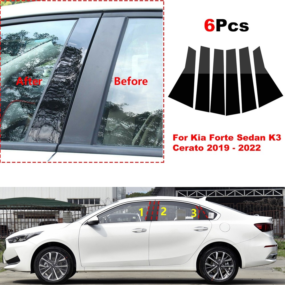 6pcsWindow Pillar Posts Door Trim Cover For Kia Forte K3 Cerato 2019-2023 2022 6pcsWindow Pillar Posts Door Trim Cover For Kia Forte K3 Cerato 2019-2023 2022