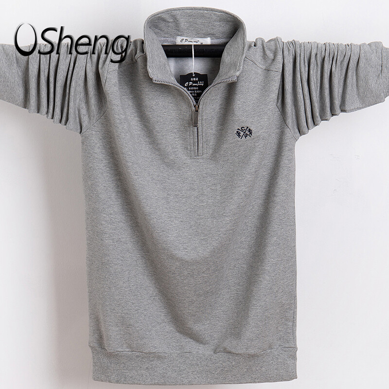 VSheng M-6XL Cỡ Lớn Tay Dài Nam Áo Cỡ Cộng Áo Polo Có Ve Cổ Dây Kéo Người Đàn Ông Tops