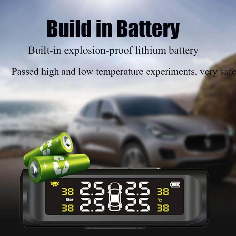 รถการตรวจสอบแรงดันยางรถยนต์ระบบเครื่องมือ + 4 เซ็นเซอร์ในตัวปลอดภัย anti - Theft SENSOR พร้อมจอแสดงผล LCD 4 เซ็นเซอร์ภายนอก USB ชาร์จเหมาะสำหรับ Commercial รถ