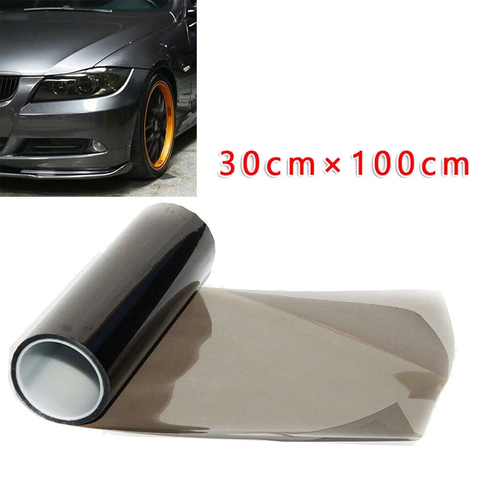 30Cm X 100Cm Xe Phim Ánh Sáng Vỏ Màu Đen Khói Đèn PVC, Đèn Pha Đèn Phanh, Sương Mù Đèn