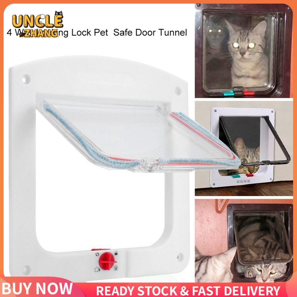 Pet Dog Cat Door Free Access 4 Way Magnetic Lockable Flap Door Door Gate Telescoping Frame Flap Gate Closure Door