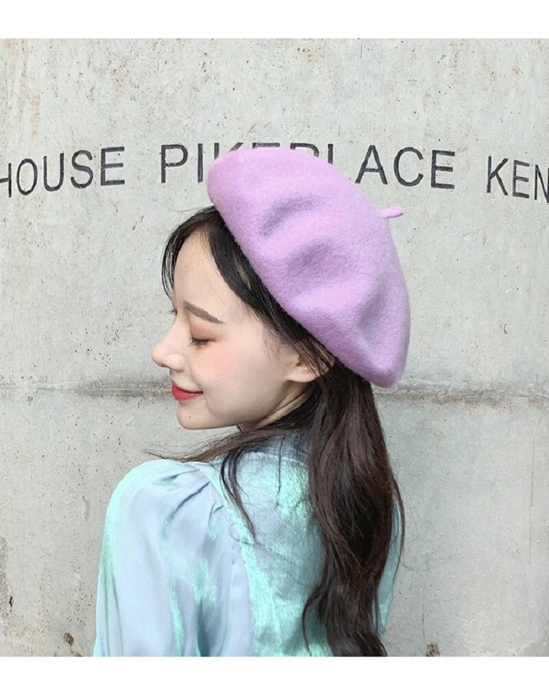 Phụ Nữ Cô Gái Beret, Mũ Len Beanie Mùa Đông Ấm Áp Cho Nghệ Sĩ Pháp Mũ Beret Trơn Cổ Điển Mũ Mùa Đông Nữ Thanh Lịch Màu Trơn