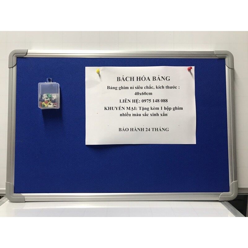 Bảng ghim nỉ siêu chắc bền, kt:40x60cm - tặng kèm 1 hộp ghim cho mỗi bảng - bảo hành 24 tháng