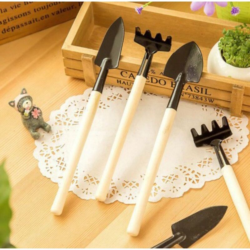 Bộ dụng cụ làm vườn mini siêu tiện lợi, dễ sử dụng cán gỗ mini