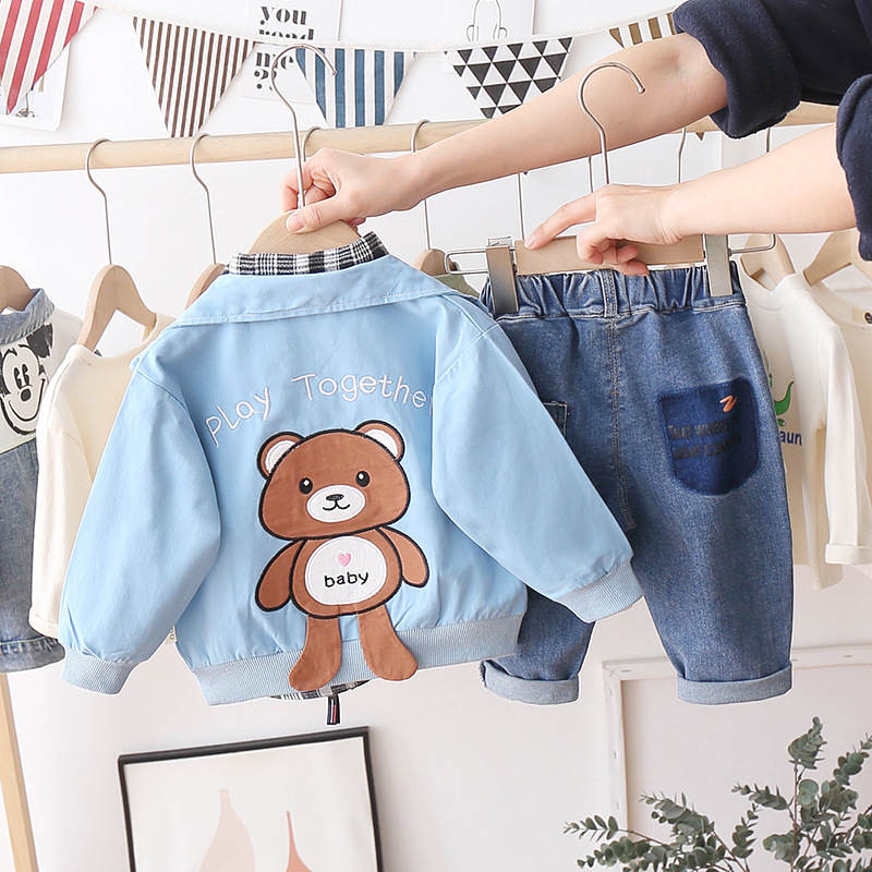 Little Bear Boys and Girls Cartoon Tshirt Set New Style Bear Jacket Children Casual Cute Shirt Cotton Baby Suit Spring and Autumn 3pcs ราคา  491 บาท*ส่งฟรี