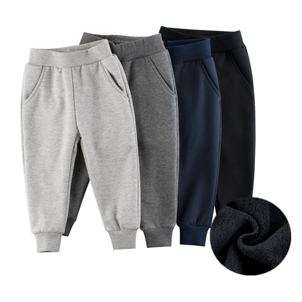 Children Trousers for Boys 2023 Autumn Winter Fleece Thickening Solid Blue Black Grey Sport Casual Long Pants for 1-9 Years ราคา  493 บาท*ส่งฟรี