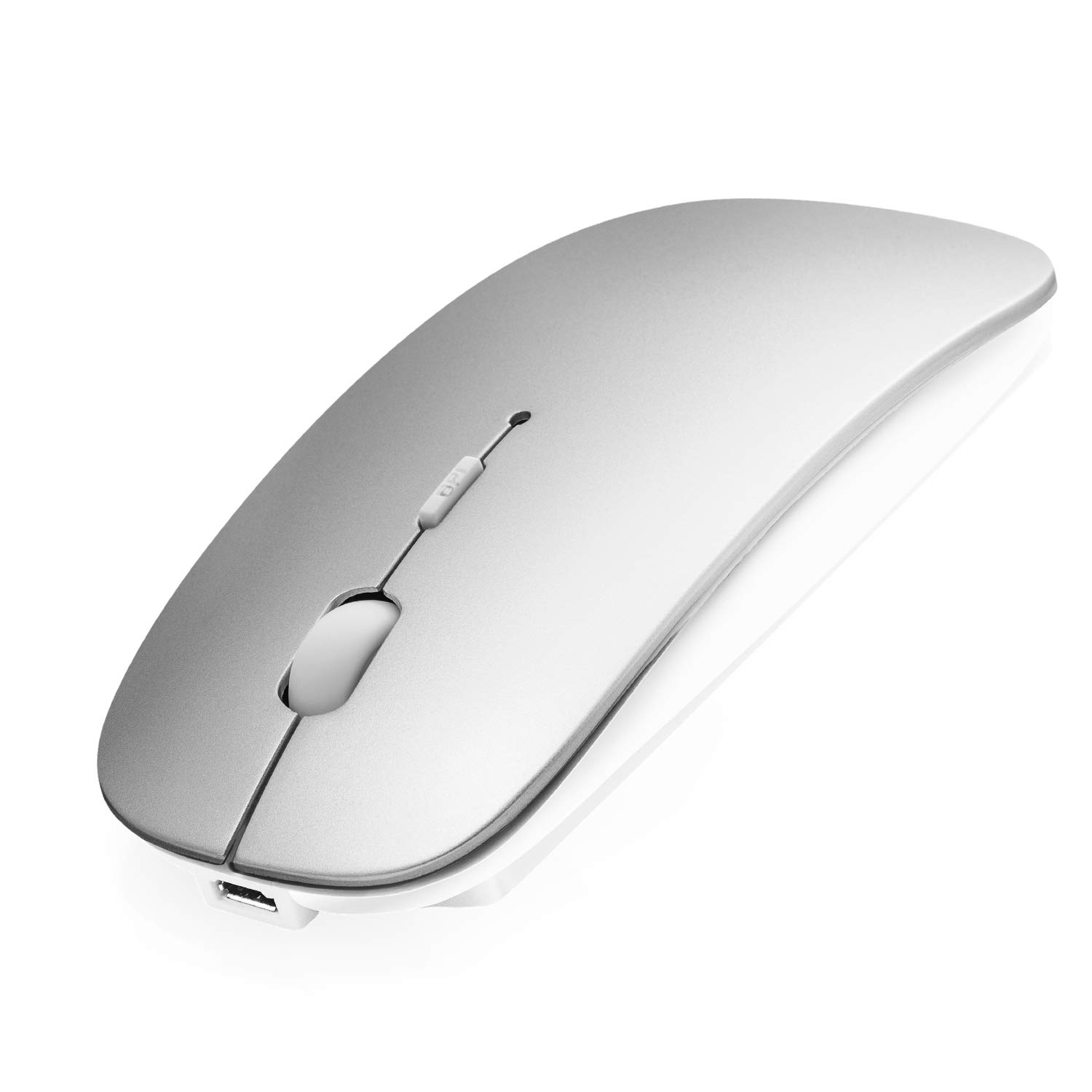 Chuột bluetooth tương thích với máy tính xách tay/pc, chuột không dây mini không ồn có thể sạc lại cho android/ windows/linux, bluetooth 4.0 bạc có thể điều chỉnh 3 dpi