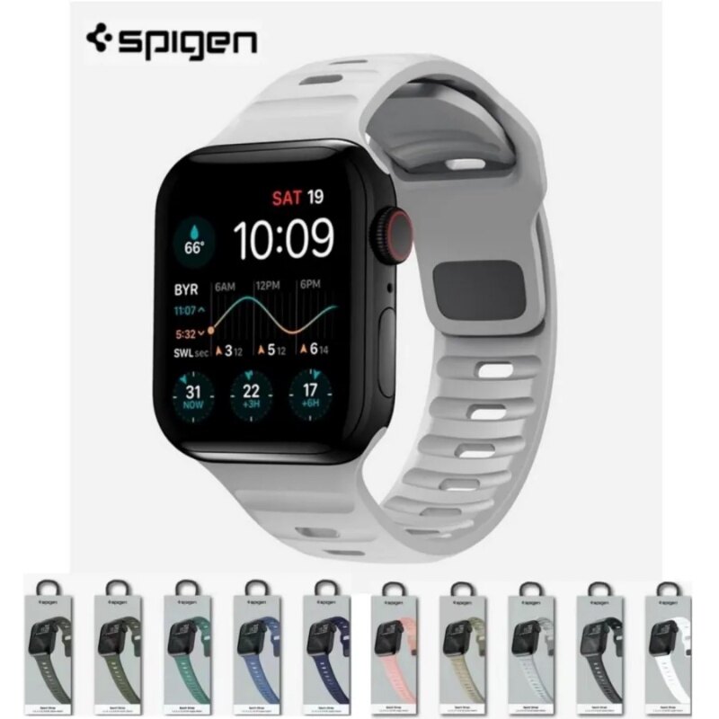 Spigen dây đeo silicon cho apple watch 49mm 45mm 44mm 41mm 40mm loạt uitra 8 7 6 5 4 se vòng đeo tay dây đeo cổ tay apple watch 3 42mm 38mm