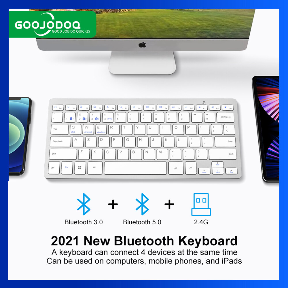 GOOJODOQ Bluetooth Wireless Keyboard 2021 3 pcs Bluetooth 5.0 and 2.4G Connect 4 Devices Same Time For Macbook Laptop iPhone iPad Android