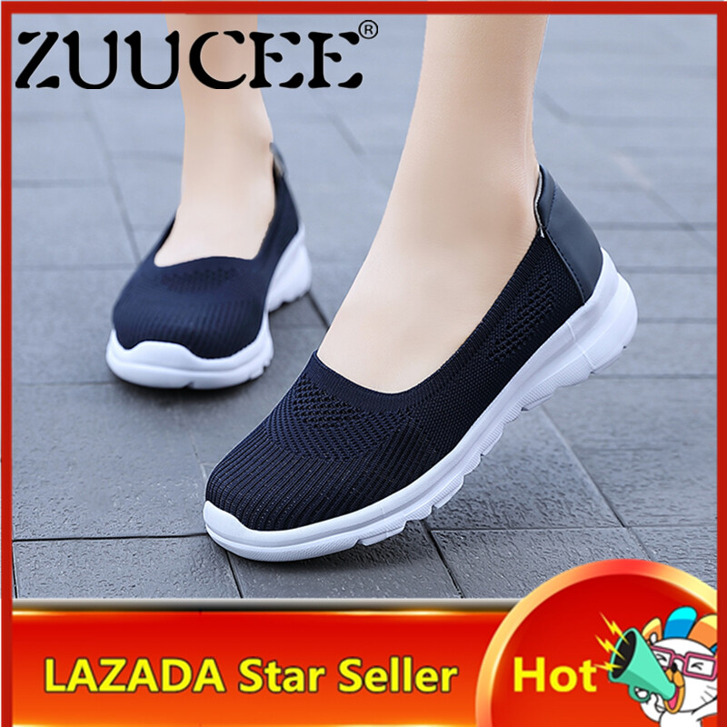 ZUUCEE Giày VANS thể thao nữ lưới thoáng khí đế bằng có cỡ lớn phong cách Hàn Quốc - INTL