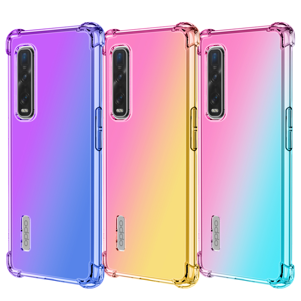 (6 Màu Tùy Chọn) OPPO Find X2/OPPO Find X2 Pro Ốp 4 Góc Chống Vỡ Ốp Điện Thoại Màu Gradient Ốp Điện Thoại TPU Chống Rơi Ốp Điện Thoại Mềm Thích Hợp Cho OPPOFindX2/OPPOFindX2Pro