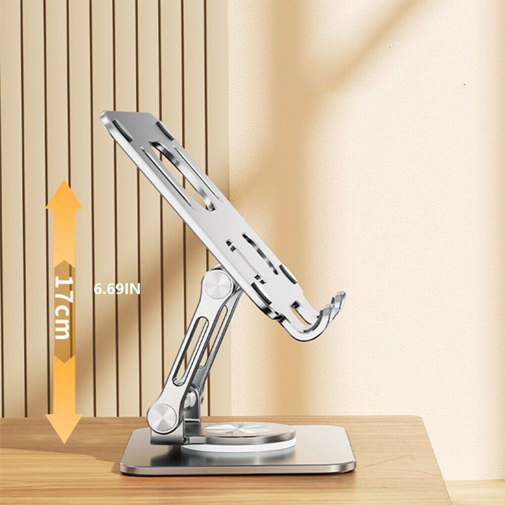 [HOT Y&] Desk Tablet Stand Home Office Professional Rotatable Fixed Shelf Aluminum Alloy Support Bracket Accessory Silver