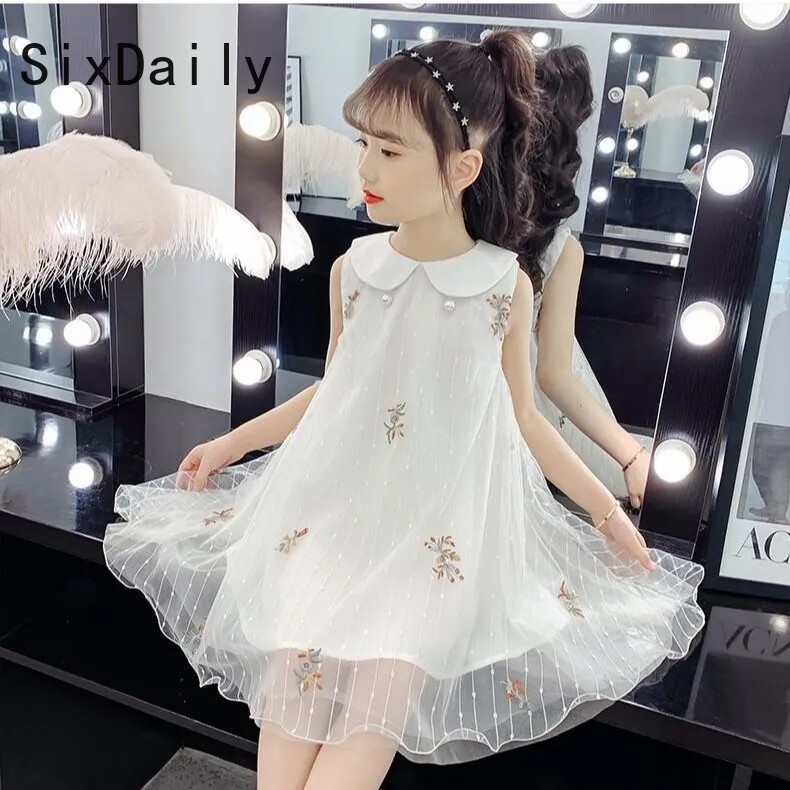 Đầm Không Tay Mùa Hè Hàng Ngày Cho Bé Gái, Bảo Hiểm Rủi Ro Công Chúa Váy Váy Xòe Lưới Sợi Váy Cổ Tích, 100-150 Yard D0053