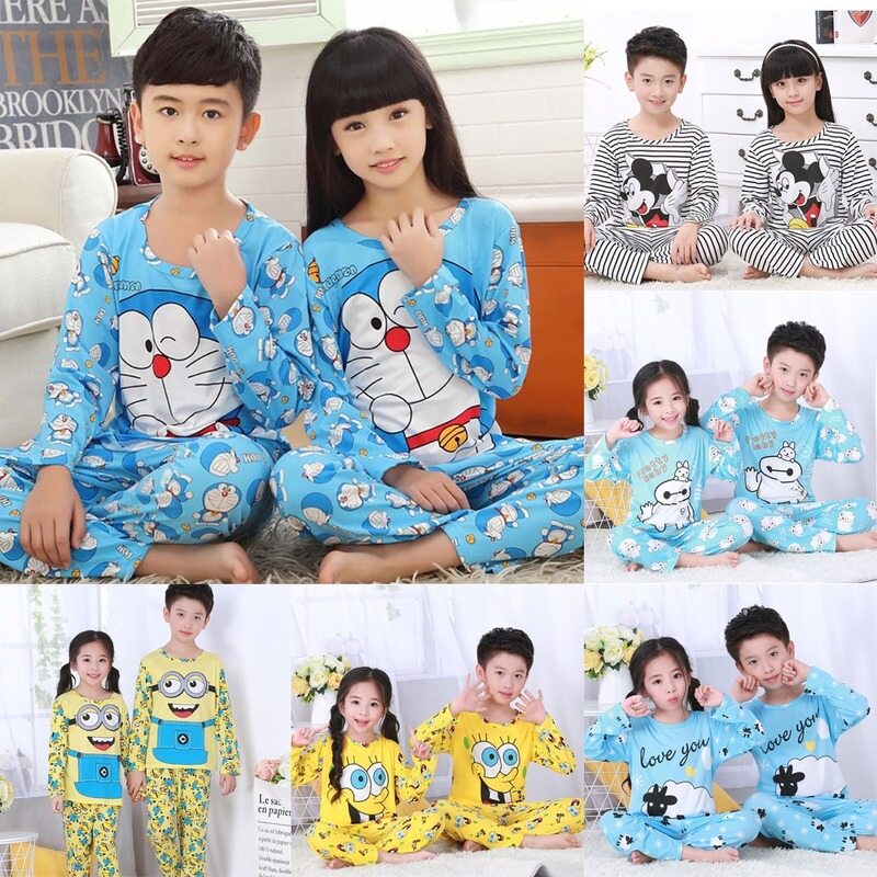 2 Chiếc Kids Baby Girl Bộ Đồ Ngủ Dễ Thương Quần Áo Dài Tay + Quần Cotton