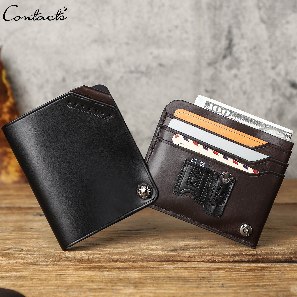 CONTACT S Card Wallet Genuine Leather Card Case Holder For Men Slim
