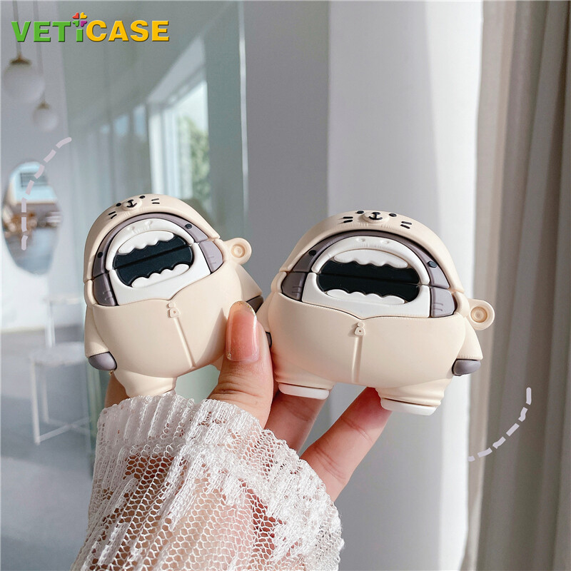 Hộp Đựng Tai Nghe Bịt Kín Hình Cá Mập Hàng Hải Cho Apple AirPods Pro AirPods 1 2 3 Vỏ Bọc Mềm Bằng Silicon TPU Vỏ Bọc Tai Nghe Vỏ Bọc Không Khí Phụ Kiện AirPod Bảo Vệ Màu Trắng Màu Xám Kaki
