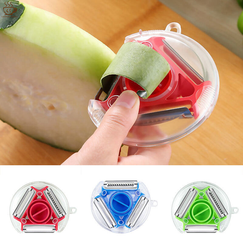 Dụng cụ gọt vỏ xoay 3 trong 1/dụng cụ gọt vỏ bằng thép không gỉ/gọt vỏ rau quả/dụng cụ nạo dưa chuột cà rốt khoai tây/dụng cụ cắt gọt vỏ nhà bếp gia dụng