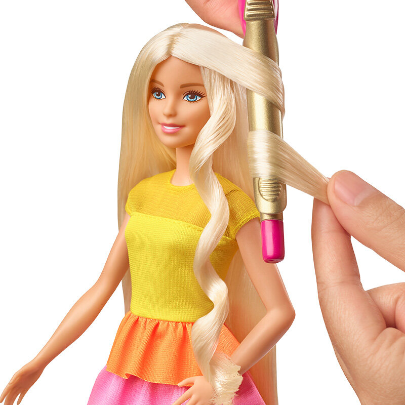 Mới chính hãng Búp bê Barbie xoăn thiết kế tóc thiết lập cuối cùng lọn tóc