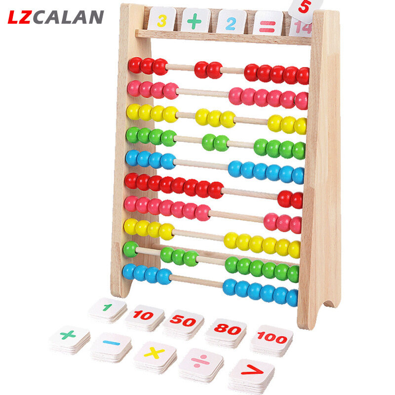 Lzca bằng gỗ cho trẻ em bàn tính giáo dục đồ chơi toán học cầu vồng đếm số
