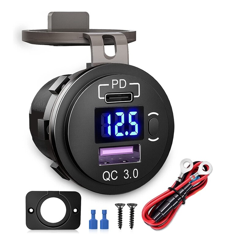 Car Dual USB Charger Quick Charge QC 3.0 & PD USB Charger Socket Adapter