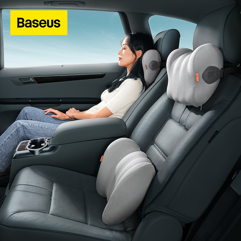 Baseus Car Lumbar Headrest Neck Pillow Support Cotton Soft Neck Pillows Cushion 3D Memory Foam Back Pillow Set Support Car Auto Giá 519,000 Đồng*Miễn phí vận chuyển