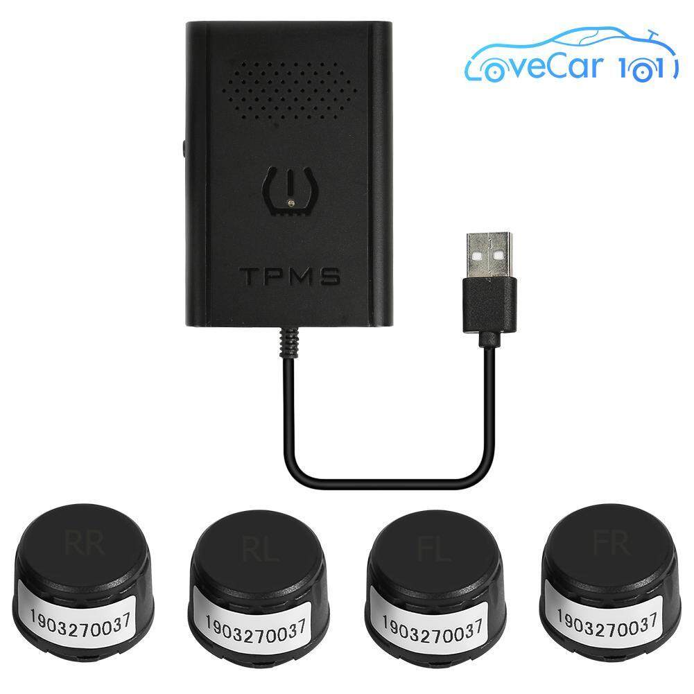 USB Android รถ TPMS ความดันยางระบบควบคุม 4 เซ็นเซอร์ภายนอก