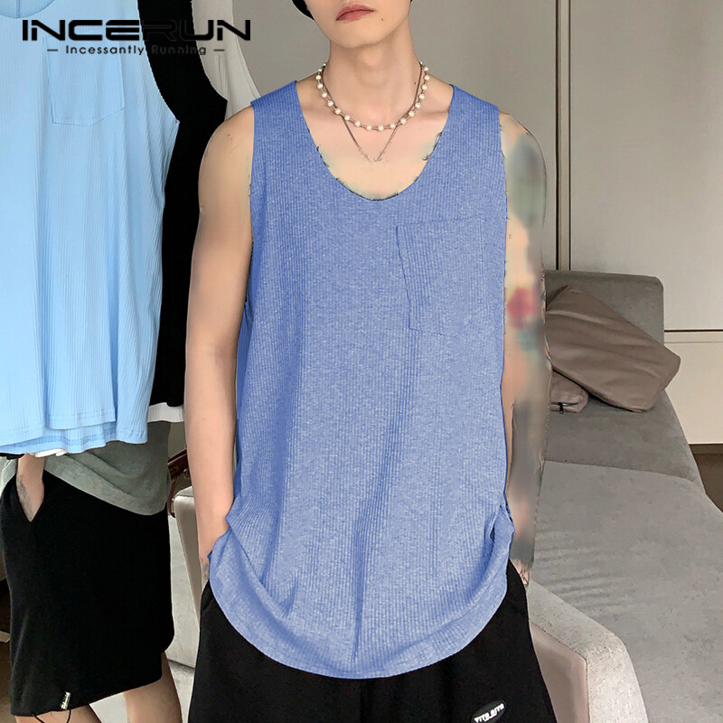 Incerun áo ba lỗ không tay cho nam áo thun áo ba lỗ tập gym bóng rổ áo ba lỗ thường ngày áo thun cơ bắp