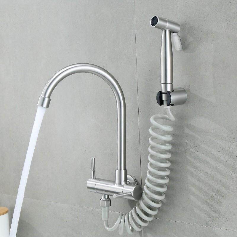 Biggers Sanitary 304 Stainless Steel Wall Mounted Kitchen Faucet