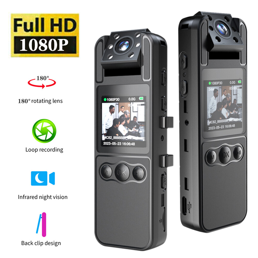 1080P HD Sports Action Camera Wearable Body Camera 180 Rotatable Lens