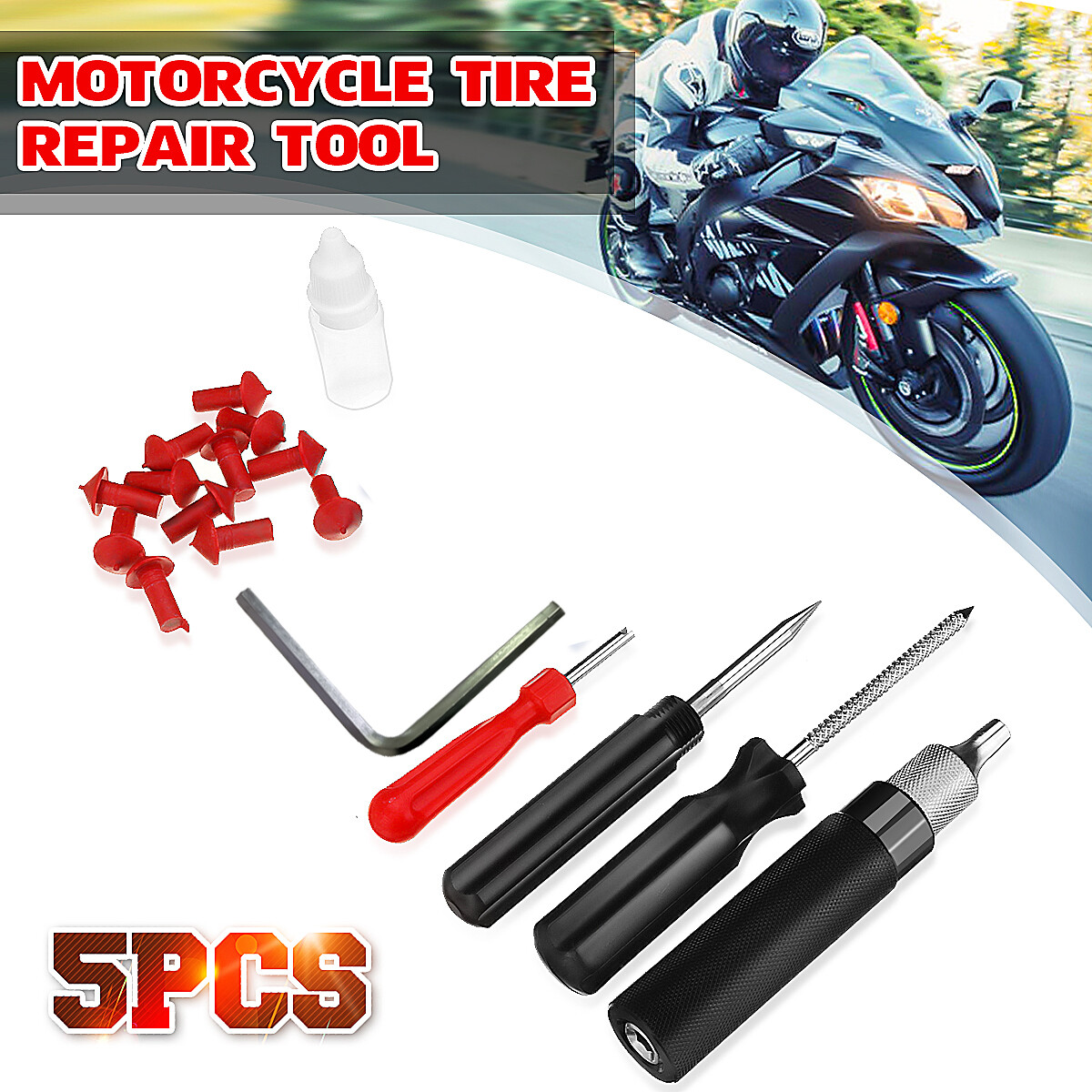 Bộ dụng cụ sửa chữa lốp xe gồm 5 món -intl