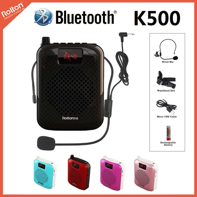 RoltonลำโพงบลูทูธแบบพกพาK500,โทรโข่งเครื่องขายเสียงไมโครโฟนสำหรับผู้นำทัวร์คนนำเสนอข้อมูลสอนประชาสัมพันธ์