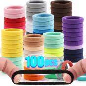 100Pcs Colorful Elastic Hair Bands for Girls - Hair Accessories