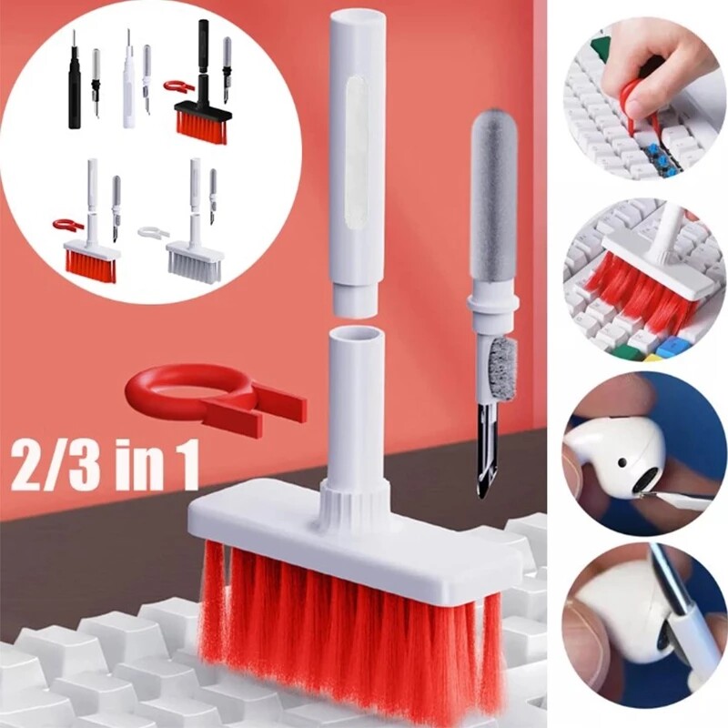 Bàn chải vệ sinh bàn phím 3 trong 1 dụng cụ vệ sinh tai nghe máy tính dụng cụ vệ sinh bàn phím bộ dụng cụ kéo nắp phím cho pc airpods pro 1 2