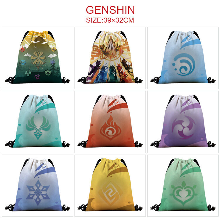 Genshin impact túi dây rút nam nữ cặp sách nabag túi dây rút đủ màu ba lô dây rút anime hoạt hình ba lô dây rút