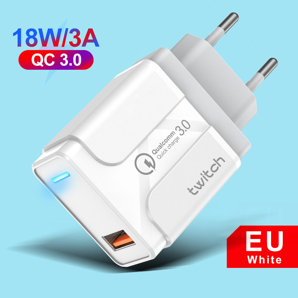 Twitch 18W USB 4.0 QC 3.0 PD ที่ชาร์จความเร็วสูง US/EU/UK ปลั๊กอะแดปเตอร์ Supercharger สำหรับ Apple / Huawei / Xiaomi/Oppo / Vivo/Samsung