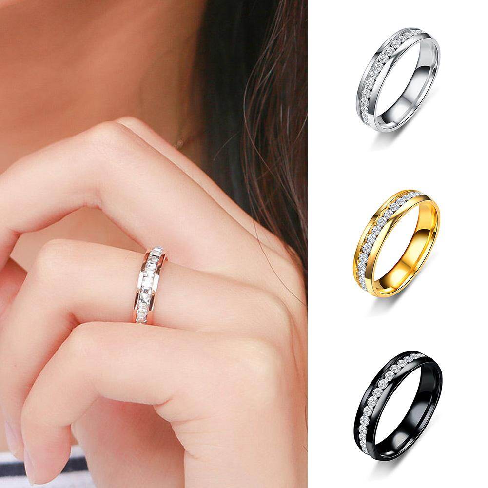 Qiaolis Màu Vàng Bằng Zircon Thép Không Gỉ Nhẫn Đôi Nhẫn Nữ Nhẫn Nam Kích Thước 6-13