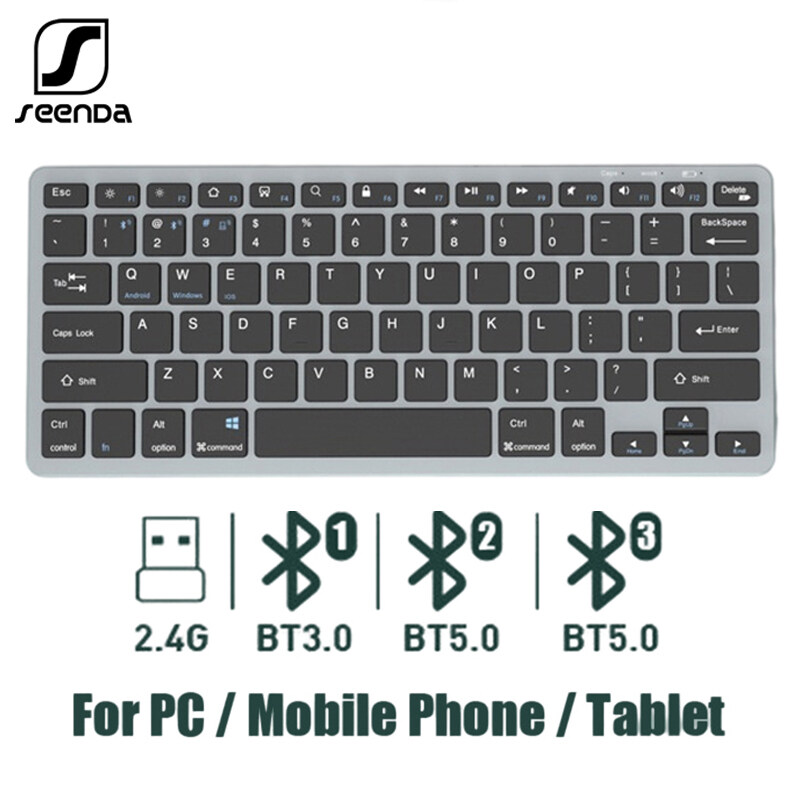 SeenDa Bàn Phím Siêu Mỏng Với Bộ Thu Bluetooth USB 2.4G Bàn Phím Không Dây Bàn Phím Bluetooth Không Dây Có Thể Kết Nối Đa Thiết Bị Cho iPad MacBook, Máy Tính, Điện Thoại, Máy Tính Bảng, TV Thông Minh