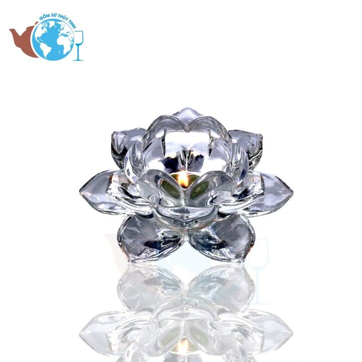 Đế nến - chân nến thủy tinh hoa sen nhỏ - dnhs03