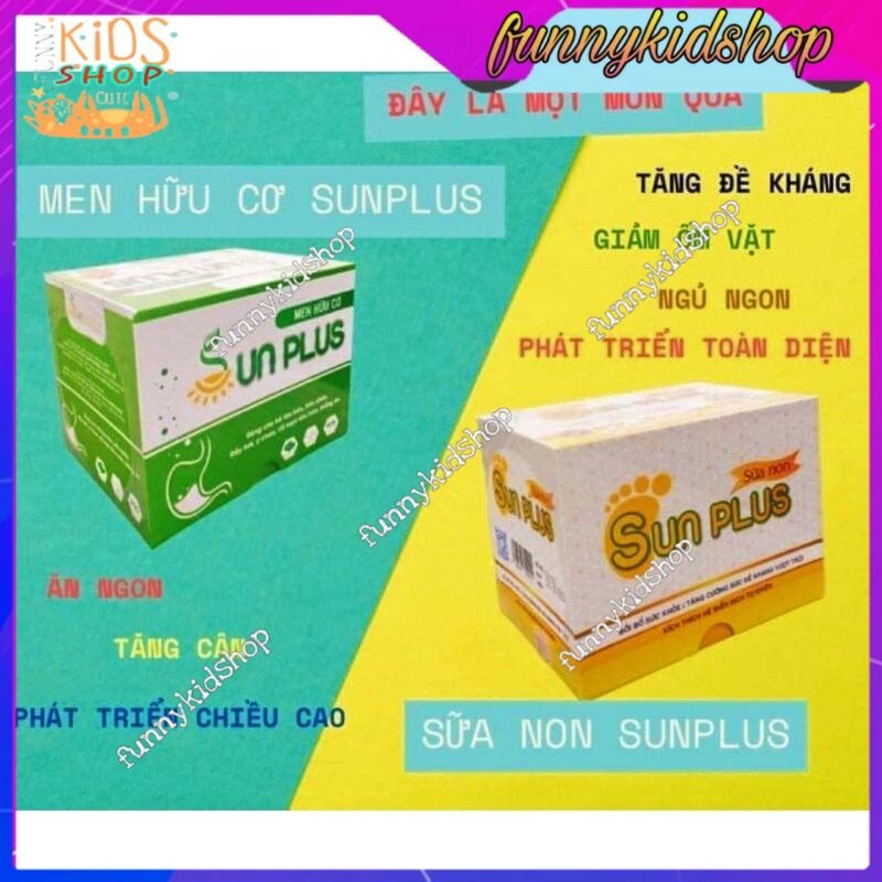 Men hữu cơ Sunplus + Sữa non Sunplus (men sống hữu cơ Sun plus)