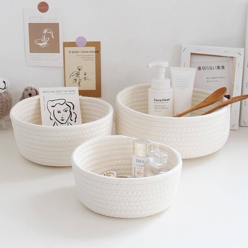 INS Nordic Cotton Rope Woven Rope Storage Baskets Woven Desktop Sundries Kids Toys Baby Dirty Clothes Laundry Basket Hamper