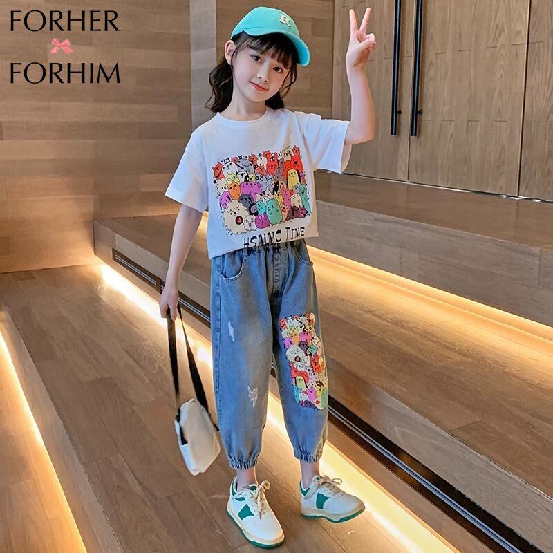 FORHER FORHIM Girls' summer suit western style new Korean version of net red short sleeve children's clothes summer trendy sports two-piece set FH3804 ราคา 494 บาท*ส่งฟรี